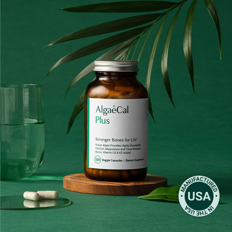 ALGAECAL Organic Red Algae Calcium Supplement for Bone Density, Vitamin K2 MK7 (100mg), Vitamin D3 (1600 IU