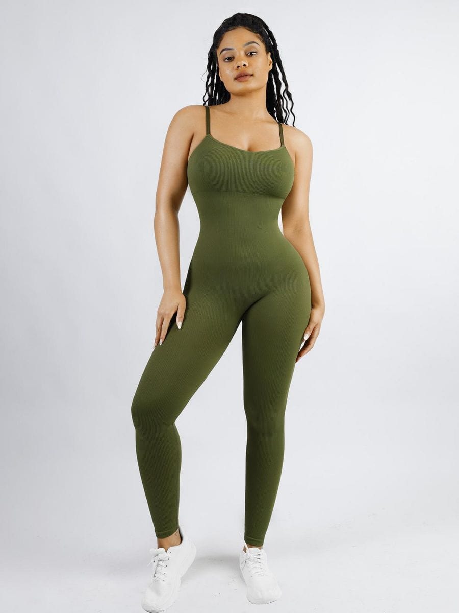 Ultra-Stretch Seamless Jumpsuit with Tummy Shaping & Detachable Cups