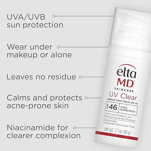 EltaMD UV Clear Face Sunscreen SPF 46, Oil-Free with Zinc Oxide | Dermatologist Recommended