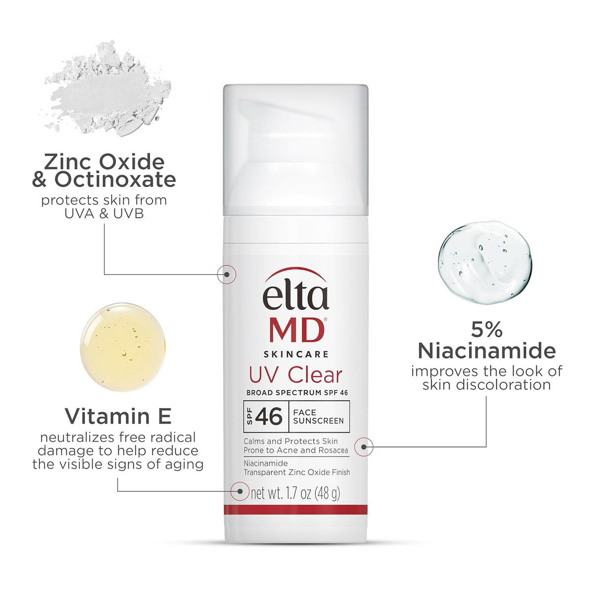 EltaMD UV Clear Face Sunscreen SPF 46, Oil-Free with Zinc Oxide | Dermatologist Recommended