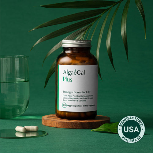 ALGAECAL Organic Red Algae Calcium Supplement for Bone Density, Vitamin K2 MK7 (100mg), Vitamin D3 (1600 IU