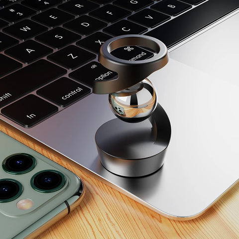 Desktop Rotating Gyroscope Fidget Spinner Toy - All Aluminum Alloy with Silver Metallic Accents for Adults