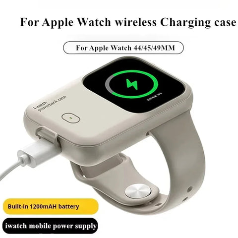 Portable Wireless Charger 1200mAh Power Bank Device For Apple Watch 8 7 6 5 4 SE Ultra for iWatch Fast Charging case