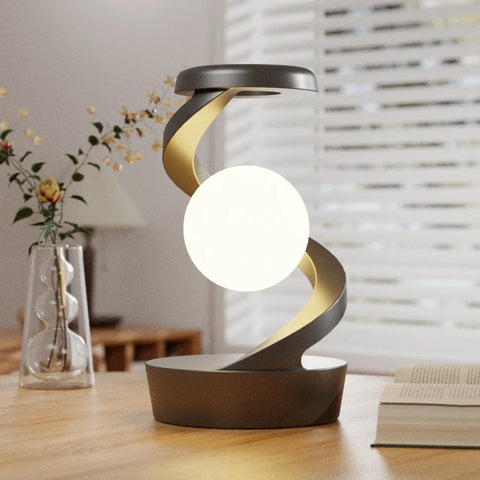 Rotating Moon Desk Lamp with Wireless Phone Charging and Sensor Control - Decorative Night Lamp for Home and Office