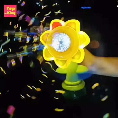 Automatic Seven Colored Flower Electric Bubble Machine Toy Three Level Mode Shaking Head Adjustment Light Dancing Kid For Toys