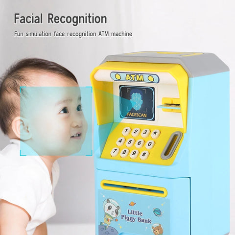 New ATM Machine Safe Box Money Bank ATM Music Coin Box Cartoon Bank With Face Unlock kids toy