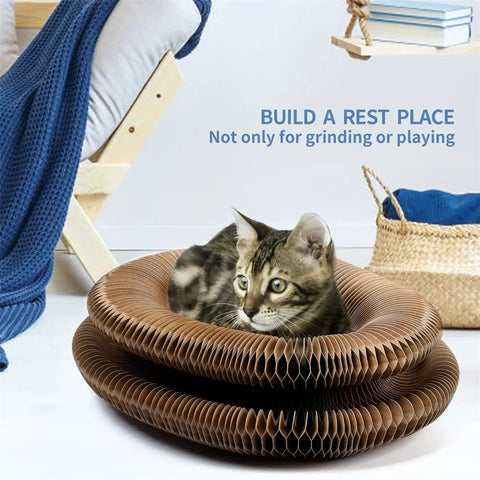 Magic Cat Scratch Organ Board Cat Toy with Ball Cat Grinding Claw Cat Climbing Frame Kitten Round Corrugated Cat Scratching Toy