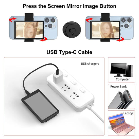 Portable Screen for Phone Rear Camera - Ideal for Selfies, Vlogging, TikTok, and Live Streaming. Compatible with video monitors