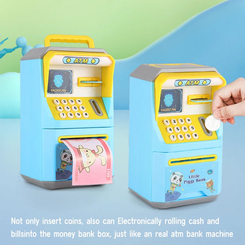 New ATM Machine Safe Box Money Bank ATM Music Coin Box Cartoon Bank With Face Unlock kids toy