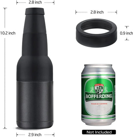 3-in-1 Stainless Steel Can and Bottle Holder with Cola Opener - Double Wall Vacuum Insulated Beer Cooler