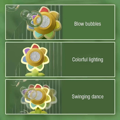 Automatic Seven Colored Flower Electric Bubble Machine Toy Three Level Mode Shaking Head Adjustment Light Dancing Kid For Toys