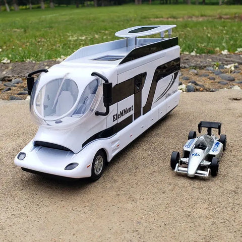 Alloy Luxury RV Recreational Dining Car Model Metal Toy Camper Van Motorhome Touring Car Model Sound and Light Childrens Gifts