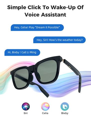 YYHC-Black With Blue Toother Hands-Free With Speaker Photochromic Sunglasses Electronic Sunglasses