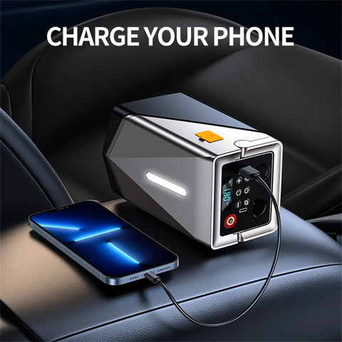 Car Jump Starter Electric Air Blower 8 in 1 Air Pump Power Bank Lighting Portable Speed Rotation Blowing Suction Leaf