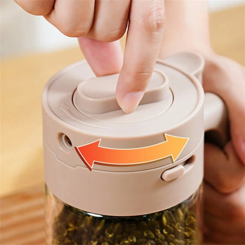 Glass Seasoning Box With Spoon Dustproof Lid Clear Countertop Spice Condiment Salt Sugar Storage Jar Container Kitchen Supplies